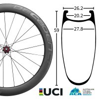 35% Off 59mm 1360g Improved 2024 Weight Carbon Clincher Wheel Set & Free Shipping Worldwide